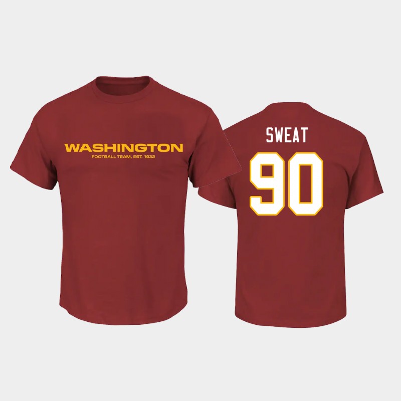 Men's Washington Football Team #90 Montez Sweat 2020 Red Name & Number T-Shirt